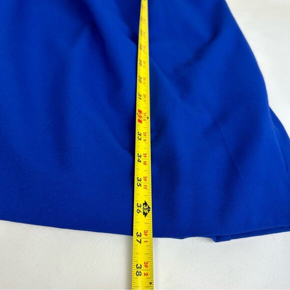 Calvin Klein Sheath Dress V Neck Back Zip Cap Sleeve Blue Career Size 10 - Picture 10 of 10